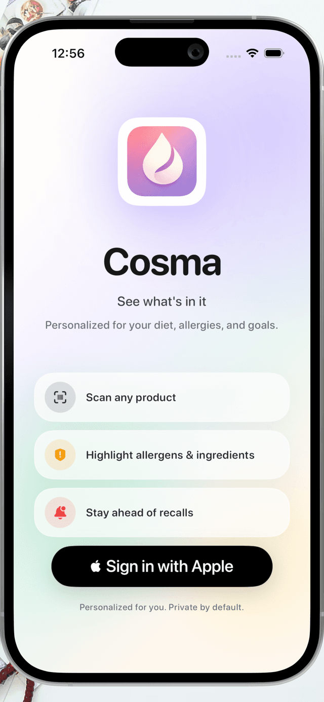 Cosma welcome screen